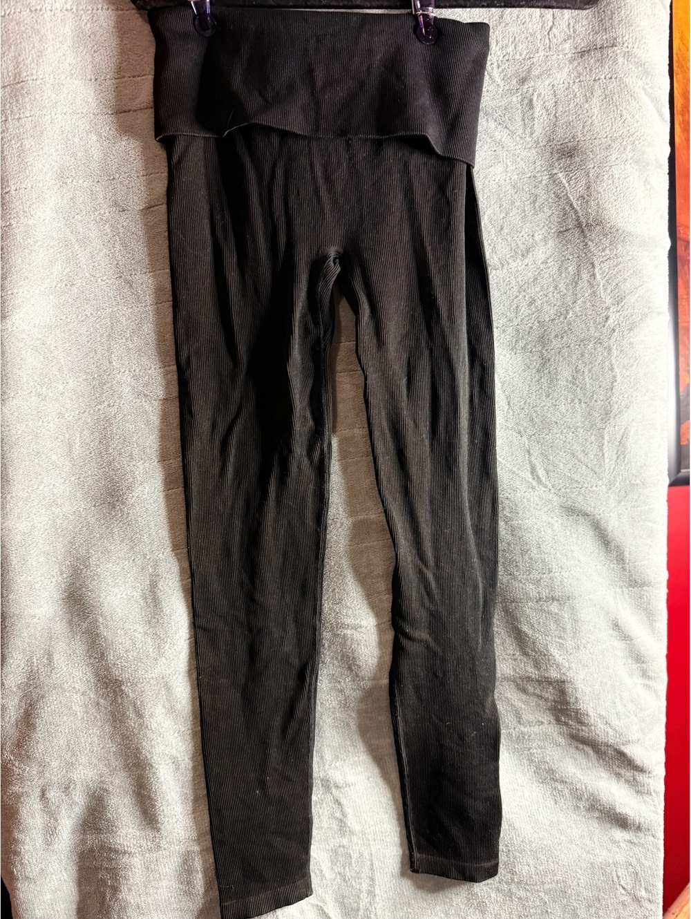 Victoria’s Secret PINK Ribbed Foldover Waist Leggings M Black Logo Y2K NWOT